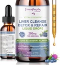 GROENPEOPLE Liver Cleanse Detox & Repair Drops - Liver Supplement w/Milk Thistle Silymarin, Artichoke & Dandelion for Liver Detox & Support- 16x Potent Herb-Nutrients - 2Fl Oz Blueberry Flavor