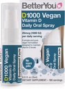 BetterYou D1000 Vegan Vitamine D Oral Spray - Handig alternatief voor tabletten - Plant-Origin - Bevordert sterke botten, tanden en immuunsysteem - Hulp bij Calcium Absorptie - 100 dagelijkse doses - 0,5 oz