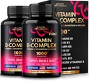 Vitamine B Complex for Men & Women - Made in USA - 11-in-1 B-Complex: B1, B2, B3, B5, B6, B7, B8, B9, B12 met vitamine C, Choline, Inositol - Energy, Brain & Heart Support Supplement - Pack of 2