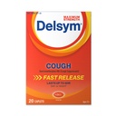 Delsym Maximale sterkte Hoestonderdrukker, snelle release Caplets, duurt tot 8 uur of nacht, 20 Tellen