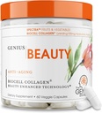 Genius Beauty, Hair Skin & Nails Vitaminen, 60 Capsules - Anti-Aging Antioxidant Supplement, Gehydrolyseerde Collagen Pillen, Glutathion & Astaxanthine - Detox Reiniging, Rimpels, Haargroei & gezonde huid