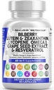 Clean Nutra Oogvitaminen met Bilberry Luteïne en Zeaxanthine Supplementen Lycopeen 40mg Resveratrol Grape Seed Astaxanthine voor Ogen - Eye Care Health Ondersteuning Oogvitamine en Mineraal Supplement