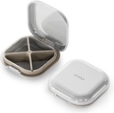 Kleine pil geval, Travel pil Box, Portable pil Organizer, Pillencontainer voor Pocket 4 afdelingen, Daily Compact Travel Medicine Holder voor Vitaminen Medicatie (Licht Grijs)