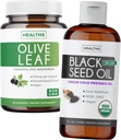 Bundle of Black Seed Oil Liquid and Olive Leaf Extract - Immune Support Synergy Bundle - Organic Black Seed Oil Liquid (8 fl oz) & Olive Leaf Extract with 20% Oleuropein Immune Supplement (60 Capsule)