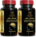 Hersengeheugenondersteuning - Hersenfunctie en alertheid, verhoogt cognitieve prestaties en hersenfunctie, concentratie en concentratie, geheugenverbetering - 2 flessen 60 capsules