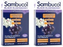 Sambucol Black Elderberry Capsules - Immune avancée, vitamine C et zinc, Elderberry Capsules, soutien immunitaire, suppléments de mûrier noir, sans gluten, capsules faciles à avaler - 30 Compte, 2-Pack