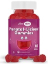 Maxi Health Women's Organic Prenatale Gummies - Kosher Cherry Flavored Pre Natal Gummy - Prenatale vitamines voor vrouwen met foliumzuur en ijzer voor foetale ontwikkeling, 60 Tellen