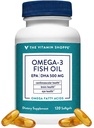 The Vitamine Shoppe Omega 3 Huile de poisson 1000mg, EPA 300mg & DHA 200mg, Pureté assurée, Distillée moléculairement pour soutenir la santé cardiovasculaire, articulaire et cérébrale (120 Softgels)