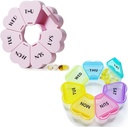 MOLN HYMYMY Cute Weekly Pill Box 7 Day, Coeur en forme de cas de pilule Organisateur 1 fois par jour, Purple Pink Pill Container Une fois par jour, grand distributeur de médicaments pour la vitamine / huile de poisson / médicaments / suppléments