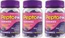 Pepto PM Gummies met Melatonine voor slaapondersteuning, snelle en effectieve spijsvertering van brandend maagzuur, indigestie, verstoorde maag en slapeloosheid - Berry Flavor, 24 Ct (Pack of 3)