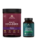 Oude voeding Multi Collageen Advanced Powder Cleanse & Detox, Unflavored, 36 Servings + Biologische Super Greens Tablet 90 Tel.