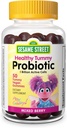Webber Naturals Sesame Street Healthy Tummy Probiotiques pour les enfants, 1 milliard de cellules actives par gummy, 50 Gummies, pour la santé digestive, sans gluten, laiterie, arachide et gélatine, végétalien