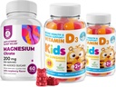 Vitamine D Gummies for Kids&Adults 2000 IU and Magnesium Gummies - Gezonde Vitamine D3 Supplementen 1000IU - Vegetarische Gelatine-vrije Immune Ondersteuning met Sugar-Free Magnesium Kalm Kauwen voor kinderen&Adults