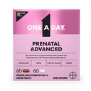 Eén dag Prenatale geavanceerde- prenatale vitamines met foliumzuur, choline, DHA & ijzer, zwangerschapsvitaminen voor vrouwen ter ondersteuning van de ontwikkeling van baby's, 60+60 Ct (120 totale set) (Verpakking mei Vary)