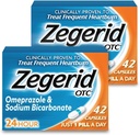 Zegerid OTC, Omeprazol Plus Natriumbicarbonaat, 24 uur, Protonpompremmer (PPI), Heartburn Medicine, Acid Reducer, Twee 42ct dozen