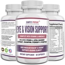 Luteïne- en zeaxanthine-ooggezondheidssupplementen voor volwassenen, Natural Eye & Vision Formula w/vitamin A, luteïne, zeaxanthine, bosbesextract, Eyebright & Lycopeen voor Retina & Lens 60 caps