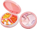 Serfeymi Small Pill Box - 3 Compartments Portable Pill Box for Purse Pocket, Compact Mini Travel Pill Case - Geschikt voor medicijnen, vitamine, visolie, supplementen - Pink(Marble)