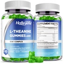L-Theanine Gummies, l'theanine 400mg met Ashwagandha, GABA, 5HTP,L-Theanine Kauwbare Supplement voor Relax, Zzz & Focus Support, Vegan, Lemon Flavor, 120 Telt
