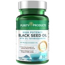 Purity Products High Potency Black Seed Oil - Double Strength + Cold Pressed - 3% Thymochinon - 500 mg Black Cumin Seed Oil - Omega 6 + 9 Essentiële vetzuren - Eenvoudig doorslikken - 30 Mini Softgels