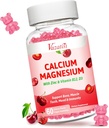 Calcium Magnesium Zink Gummies, Calcium Magnesium 2:1 Ratio met Vitamine D3 & B12 voor ondersteuning Spier, Mood en Immuniteit, 60 Vegan Cherry Flavor Gummies