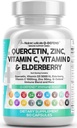 Q Defend Quercetin Supplément avec Zinc Vitamine C Vitamine D Elderberry Turmeric Black Pepper Ail Ginger Sea Moss Lysine Sting Nettle Reishi Mushroom Immune Support 60 Capsules par Clean Nutra