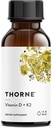 THORNE - Vitamine D + K2 Vloeistof met een Metered Dispenser - Vitaminen D3 & K2 ter ondersteuning van gezonde botten en spieren* - 1 Fl Oz (30 ml) - 600 porties