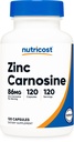 Nutricost Zinc Carnosine 86mg, 120 Capsules - Non-OGM, Sans gluten, Zinc L-Carnosine Supplément
