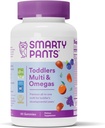 SmartyBants Peuter Multivitamine Gummies: Omega 3 Visolie (EPA/DHA), Vitamine D3, C, Vitamine B12, B6, A, K & Zink, Biotine, Beta Caroteen, Glutenvrij, Drie Fruitsmaken, 90 Tellen (30 Dagen Levering)