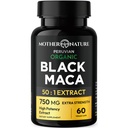 Zwarte Maca Root 50:1 Extract 37.500mg 60 Capsules Biologische Peruaanse Maca Peruana Supplement voor mannen 