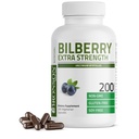 Bronson Bilberry Extra Strength Vaccinium Myrtillus, favorise la santé des yeux et soutient une vision saine - non OGM, 200 capsules végétariennes