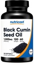 Nutricost Black Seed Oil (Cumin) - Cold Pressed, Bron van Omega 3 6 9-120 Softgels, 1000mg per portie, 60 porties - Non-GMO en Glutenvrij