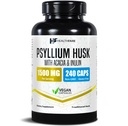 Healthfare Psyllium Husk Fiber 1500mg | 240 Vegan Capsules | Extra Strength Fiber Supplement | Supports Digestive Health | Non-GMO, Gluten-Free | Made in USA