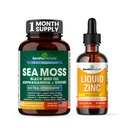 SANDHUHERBALS Sandhu Kruiden Sea Moss 60 Capsules & Liquid Zink Ionische druppels Supplement 4 fl oz 