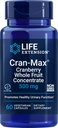 Life Extension Cran-Max®, 500 mg, Cranberry Whole Fruit Concentrate, bevordert urinaire Tract Gezondheid met krachtige antioxidanten, Glutenvrij, Vegetarisch, Non-GMO, 60 capsules