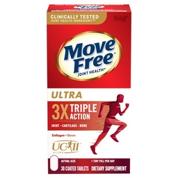 Move Free Ultra Triple Action Joint Support Supplement - Type II Collageen Boron & Hyaluronic Acid - Ondersteunt Joint Comfort, Cartiliage & Bones in 1 Tiny Pill Per Day, 30 Tablets (30 servies)
