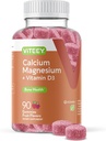 Viteey Calcium Gummies with Vitamin D3 and Magnesium Supplement for Bone Health - Chewable Calcium Supplements for Women & Men - Gluten-Free, Non-GMO - 90 Count