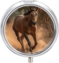 Pillendoos 3 Compartiment Geneeskunde Pillendoos Portable Ronde Pillbox Week Pillenhouder Container voor Vitamine Geneeskunde Supplement Een Bruin Paard Kleine PillenOrganisator