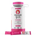 Fille en poudre biologique régulière, kit de démarrage, supplément de fibre prébiotique et probiotiques pour les femmes, 15 paquets individuels et bouteille, non aromatisé, 15 portions