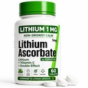 Lithium Ascorbaat 1mg Veilig alternatief voor Lithium Orotaat Microdose Lithium Supplement voor Mood, Focus & Calm 