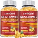 2 Pack Vegan 80MG Iron Supplement Gummies for Women & Men - Vitamin A, C, B for Adults & Kids - Blood & Builder & Energy Support for Iron Deficency, Anemie, 120 Counts Ananas Smaak Gummies