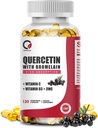 Quercetin 1000mg avec Bromelain, Vitamine C & D3, Zinc, Bromelain Suppléments Quercetin pour hommes et femmes, Non-OGM et sans gluten, 120 capsules