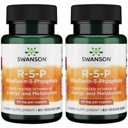 Swanson R-5-P (Riboflavine-5-phosphaat) - Vitamine B2 supplement ter bevordering van energie, stofwisseling en gezondheid van het zicht - natuurlijke wellnessformule - (60 capsules) (2 verpakkingen)