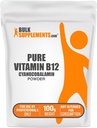 BulkSupplements.com Pure Vitamin B12 Powder - Cyanocobalamine, vitamine B12 Supplement - Veganistisch en glutenvrij, meerdere porties, 100g (3,5 oz) (verpakking van 1)