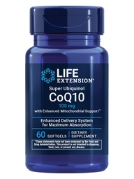 Life Extension Super Ubichinol CoQ10 met verbeterde Mitochondriale Ondersteuning, Krachtige Hart Gezondheid en Cellulaire Energie Productie Ondersteuning, Ultra-absorbeerbare, Glutenvrije, Non-GMO, 100 mg, 60 softgels