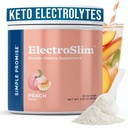 Simple Promise ElectroSlim - Poudre d'électrolytes kéto sans sucre - Pas de formule de sucre pour le soutien énergétique quotidien et l'hydratation, Poudre d'électrolytes organiques à faible teneur en sodium, 30 portions, Saveur de pêche