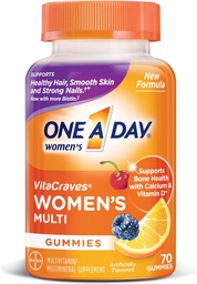 One A Day Vrouwen VitaCraves Multivitamine Gummies, Supplement met vitamine A, vitamine C, vitamine D, vitamine E en zink voor Immune Health Support*, Calcium & meer, 70 tellingen