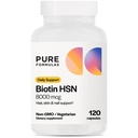 PureFormulas Biotin 8000 mcg Peau Nails Supplément Biotin Biotina, Biotin Vitamines de croissance capillaire B7 Supplément pour les femmes et les hommes 120 Capsules