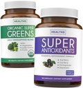 Super Greens & Antioxydants (2-Mois d'approvisionnement) Antioxydants Greens Bundle de poudre de Super Greens organiques - Superfood Complete (120 Capsules) & Super Antioxydants - Superfood puissant (120 Capsules)