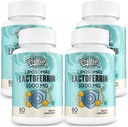 Liposomale Lactoferrine 1000 mg Dieet - Gemaximaliseerd Lactoferrine - A Component in Colostrum - voor ijzer Absorptie en immuunfunctie Lactoferrine Supplementen voor volwassenen, 60 Softgels (4 Fles)