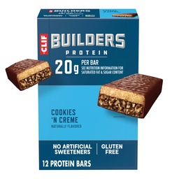 CLIF BUILDERS proteïnerepen - Cookies 'n Cream Flavor - 20g plantaardige eiwit - Glutenvrij - niet-GMO - lage Glykemie - Geen kunstmatige zoetstoffen - 2,4 oz. (12 Pack)